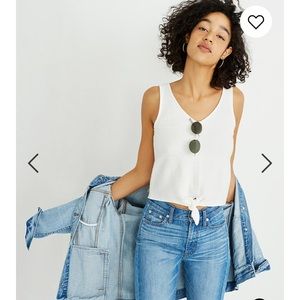 Madewell Tie-Front Textured Tank Top, White